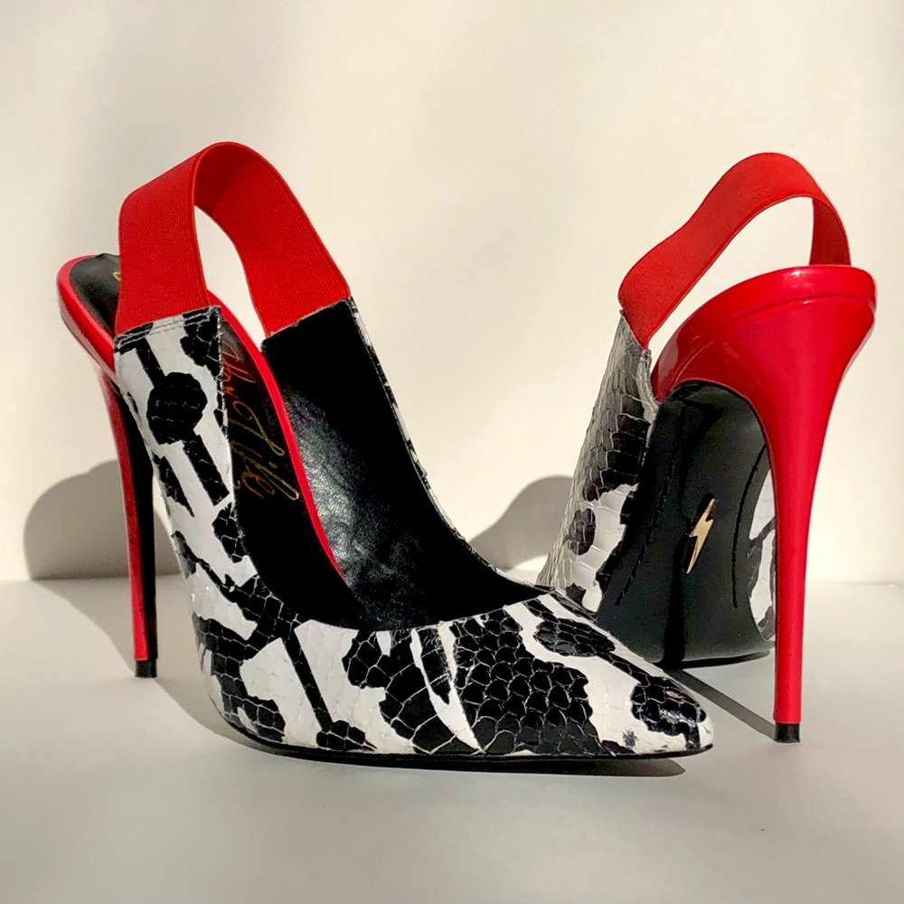 Lust For Life Kolor Slingback Pumps. Sz 9. Snakeskin & Red